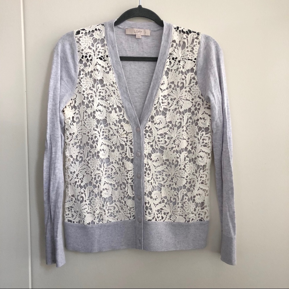 LOFT Lace Front Cardigan